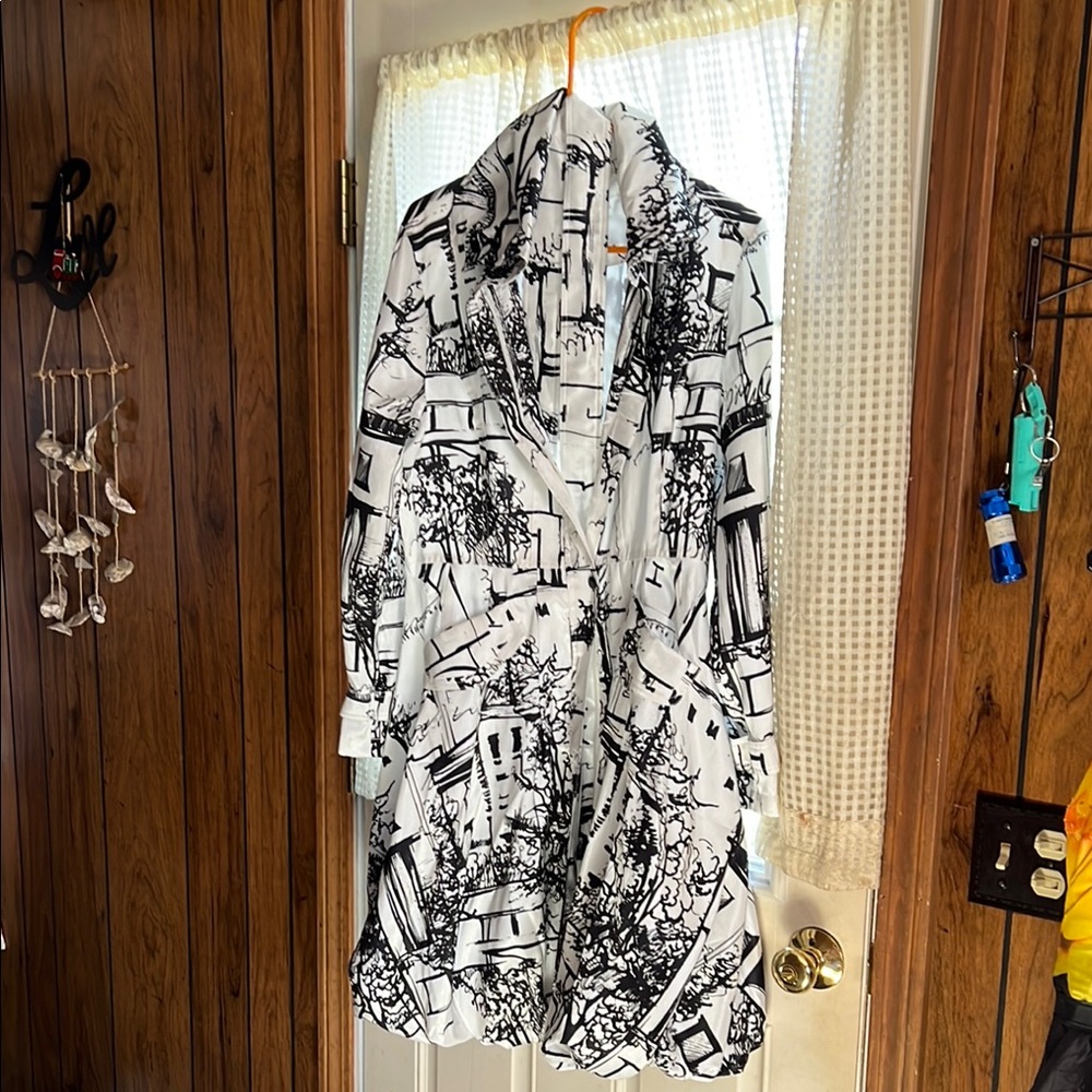Samuel Dong Black and White (NYC print) dress and raincoat Size Medium